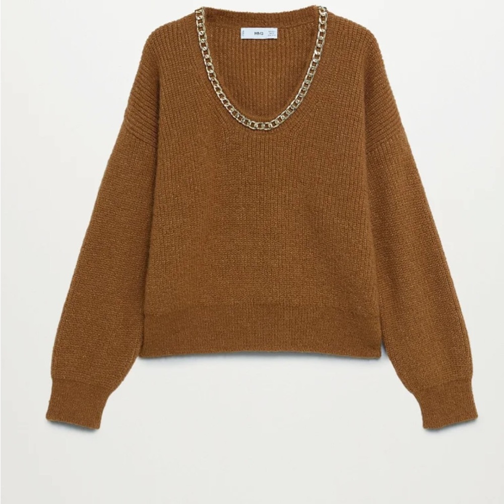 MNG Mango Gold Chain Fine Knit Sweater Women’s size L European